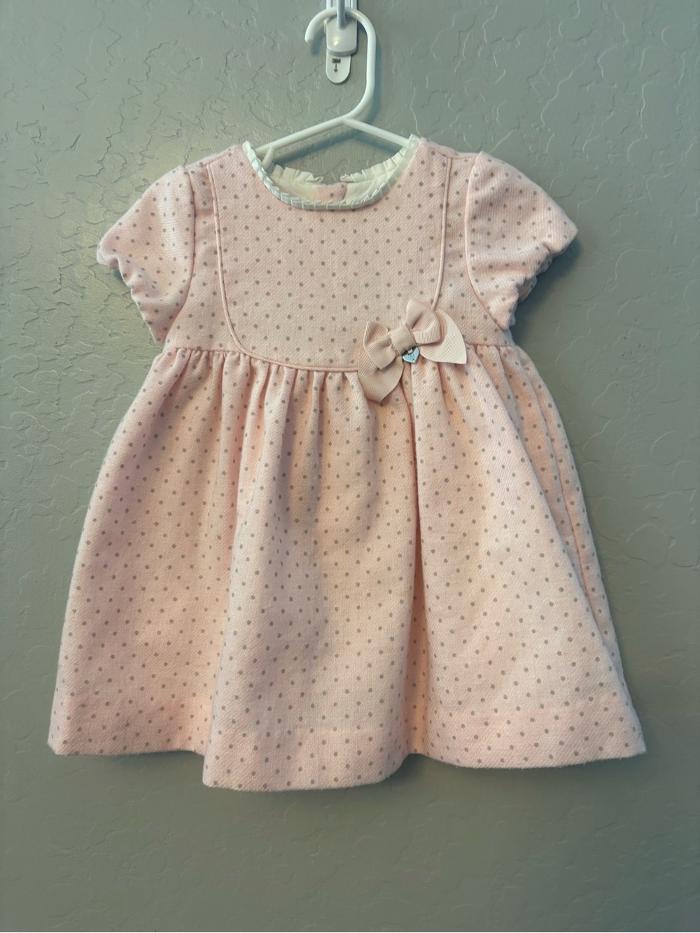 Mayoral baby girls light pink polka dot bow front dress size 18 months